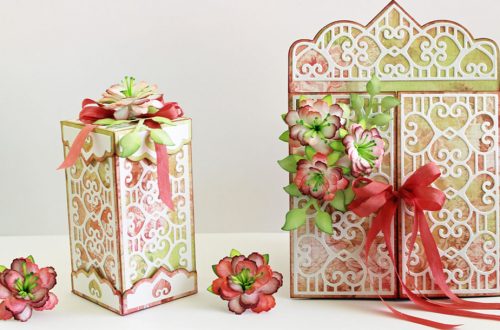Double Heart Card & Box Ensemble with Rolled Flowers by Marissa Job for Spellbinders