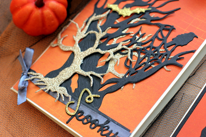 Spooky Halloween Cards by Elena Olinevich for Spellbinders using S2-277 Kitty Cats, S4-837 Tree and Spider Web and S4-835 Spooky Tree dies