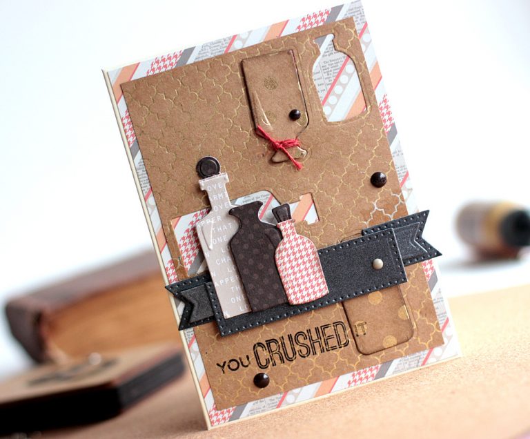 Masculine Cards by Elena Olinevich for Spellbinders using S3-298 Bottles dies