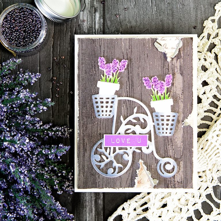 Love You Card by Yana Smakula for Spellbinders using Shapeabilities Lavender Trike Etched Dies
