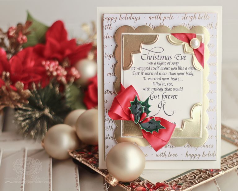One Size Doesn't Fit All In Christmas Card Giving with Becca Feeken for Spellbinders. Using: S5-311 Emeline Treillage and S4-709 Graceful Corners One dies #spellbinders #cardmaking #christmascardmaking #diecutting
