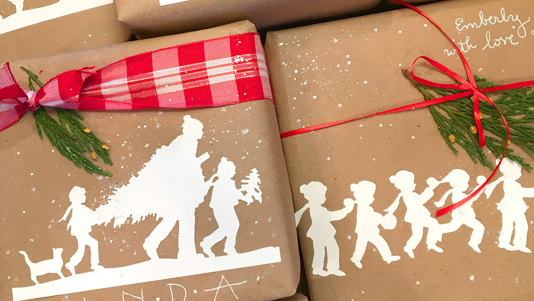 Let's Wrap Our Gifts… Quick & Easy with Sharyn Sowell for Spellbinders. Using: S4-821 Building a Snowman, S4-824 Sledding, S4-826 Snow Ball, S5-355 Tree Picking dies #spellbinders #giftwarp