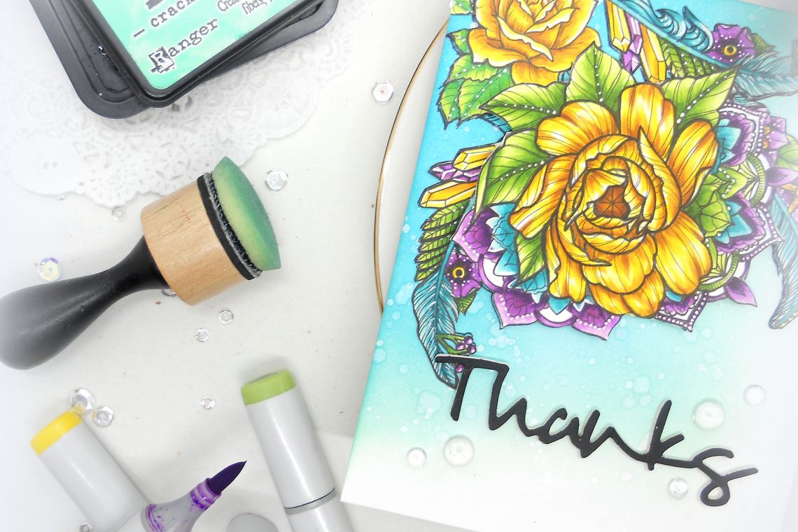 Video Friday | Feathers and Florals with Kelly Latevola for Spellbinders using Stephanie Low's Cool Vibes Designer Series SDS-099 Medium Peony, SDS-100 Feathers, SDS-098 Moon Flower, S4-563 Simply Said Phrase Set One #spellbinders #stamping #neverstopmaking #diecutting #handmadecard