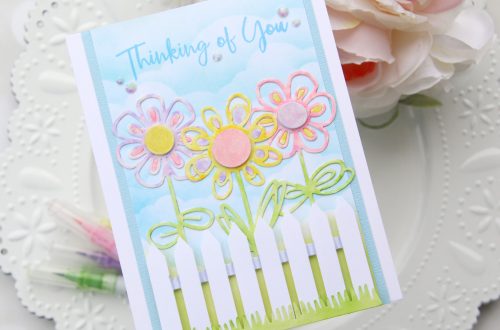 Die D-Lites Inspiration | Floral Thinking Of You Card with Brenda for Spellbinders using S3-320 Picket Fence, S3-323 Sketched Blooms 2, S3-322 Sketched Blooms dies. #spellbinders #cardmaking #neverstopmaking #diecutting #handmadecard