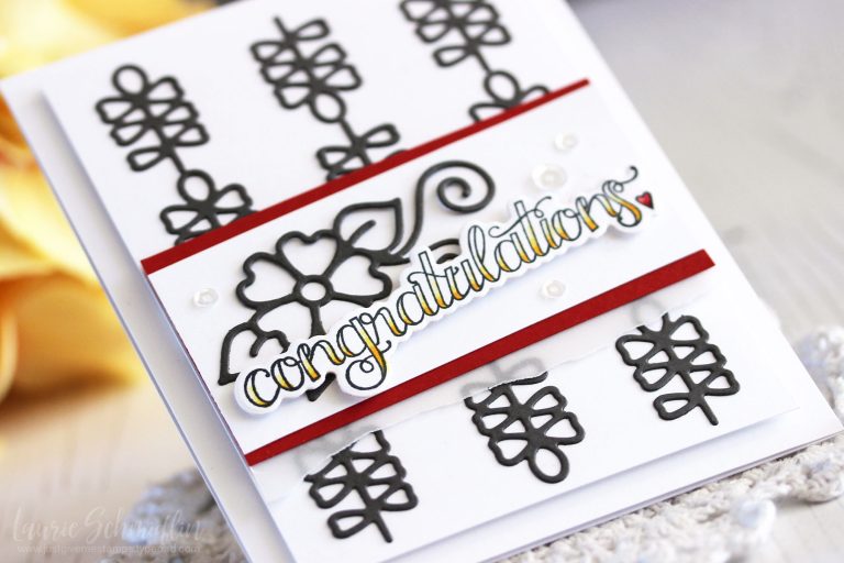 Die D-Lites Inspiration | Dainty Florals Congratulations Cards with Laurie for Spellbinders using:S2-293 Dainty Florals, SDS-106 Sentiments 1 #spellbinders #diecutting #handmadecard #stamping