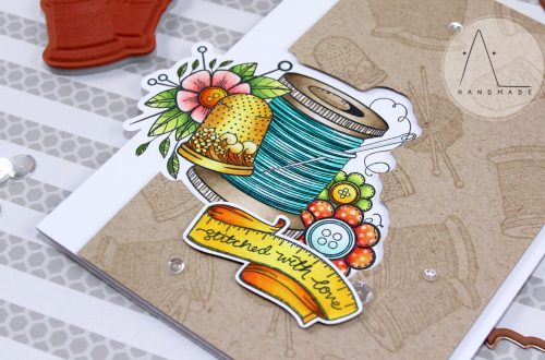 Handmade Collection by Stephanie Low Inspiration | Sew Handmade Card with Anna using SDS-072 Yarn, SDS-075 Sew stamps & dies #stamping #cardmaking #spellbinders #neverstopmaking
