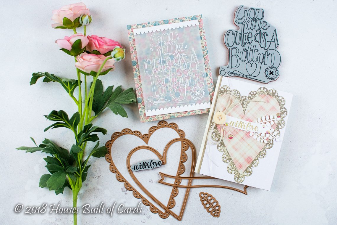 Sew Sweet Collection by Tammy Tutterow - Inspiration | Cute As A Button Cards with Heather for Spellbinders using: SBS-159 Cute as a Button, SBS-162 Sew Tiny, Sentiments, S6-144 Sew Sweet Trims, S6-145 Sew Sweet Valentine #spellbinders #diecutting #handmadecard #cardmaking