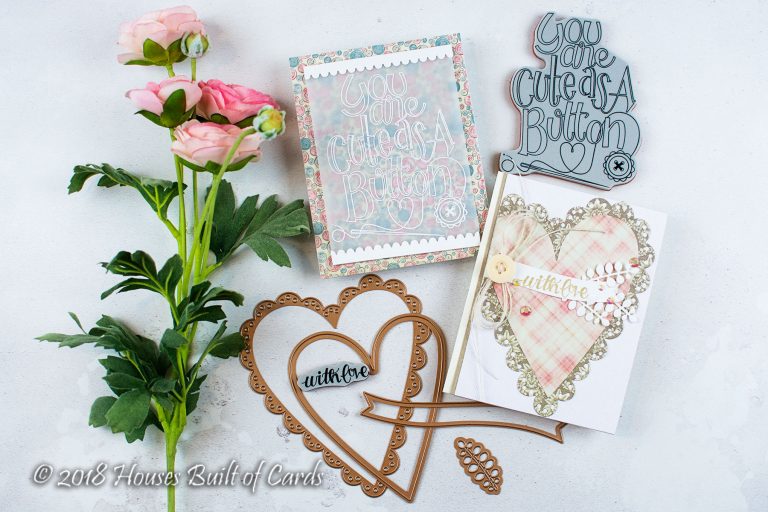 Sew Sweet Collection by Tammy Tutterow - Inspiration | Cute As A Button Cards with Heather for Spellbinders using: SBS-159 Cute as a Button, SBS-162 Sew Tiny, Sentiments, S6-144 Sew Sweet Trims, S6-145 Sew Sweet Valentine #spellbinders #diecutting #handmadecard #cardmaking