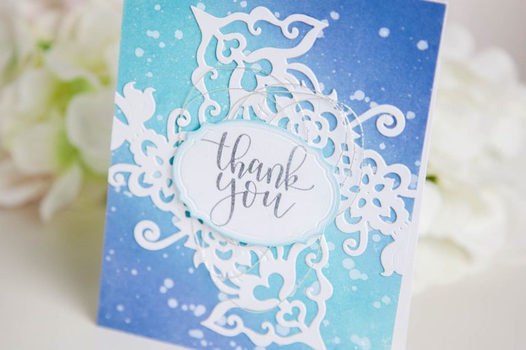 Folk Art Collection Inspiration | Thank You Card with Keeway for Spellbinders using S4-418 Labels Thirty-Six and S4-884 Rosemal Flowers dies #cardmaking #diecutting #handmadecard #folkart #spellbinders