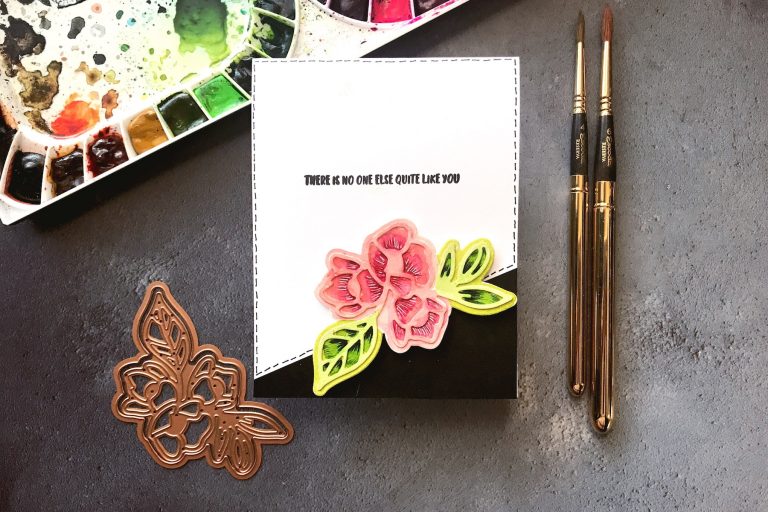 Good Vibes Only Collection by Stephanie Low - Inspiration | Watercolor Florals with Rubeena for Spellbinders using S3-324 Lovely Lilac,S4-873 Rosy Summer Flowers dies #spellbinders #diecutting #handmadecard #neverstopmaking #watercolor
