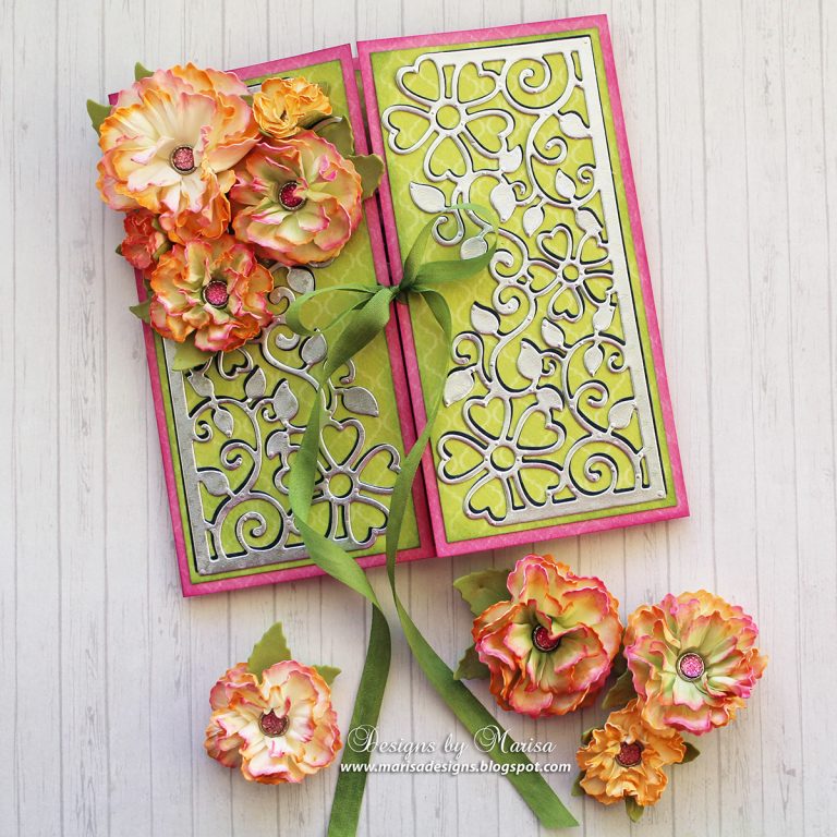 Especially Made For You Card by Marisa Job for Spellbinders featuring Blooming Garden Collection. Project created using S2-297 Especially Made For You, S4-916 Blooming Rose, S4-915 Top Floral Panel #spellbinders #diecutting #handmadecard #neverstopmaking #marisajob