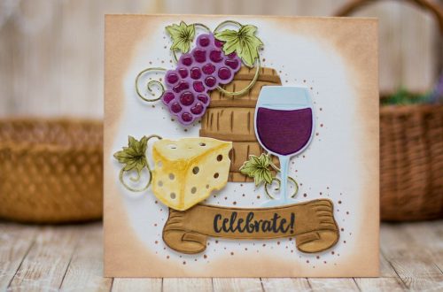 Cardmaking Inspiration | Wine Country Celebrate Card by Elena Salo for Spellbinders using SDS-133 Vineyard Wine Bottle Tag, SDS-135 Barrel of Sentiments, S5-347 Wine Charms #spellbinders #diecutting #winecountry #neverstomaking #handmadecard