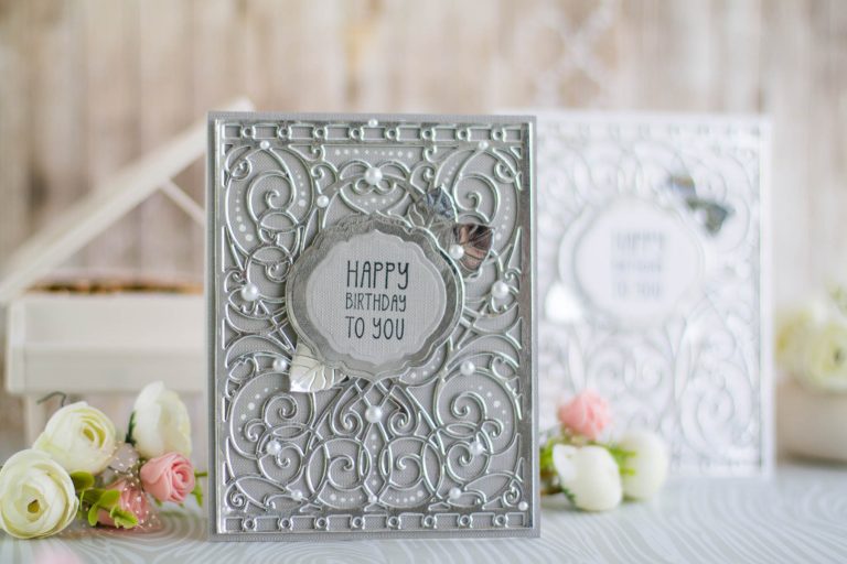 Romancing The Swirl Collection by Becca Feeken - Inspiration | Happy Birthday Card with Elena for Spellbinders using: S4-930 Curvy Labels S5-364 A2 Corner Cotillion S5-366 A2 Swirl Background #spellbinders #neverstopmaking #cardmaking #diecutting #handmadecard