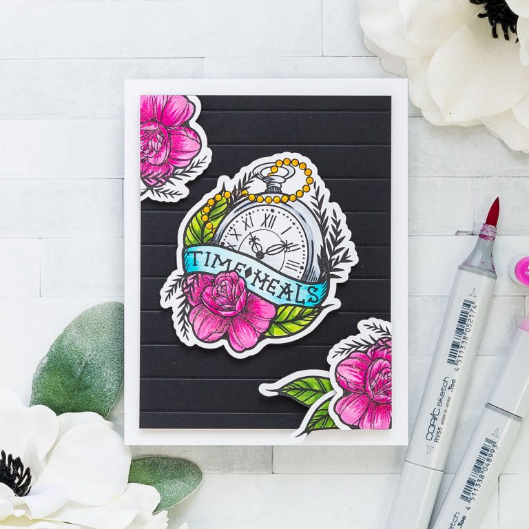 Spellbinders Inked Messages Collection Inspiration | Time Heals Card Featuring One Day At A Time Stamp and Die Set #spellbinders #neverstopmaking #stamping #cardmaking