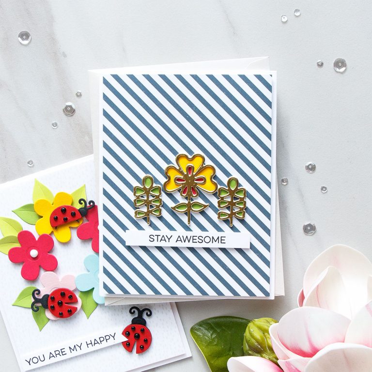 Cardmaking Inspiration | Stay Awesome Card Featuring Dainty Florals by Yana Smakula for Spellbinders. S2-293 Dainty Florals #spellbinders #diecutting #handmadecard #neverstopmaking