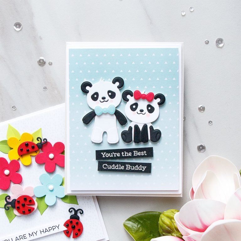 Cardmaking Inspiration | You’re The Best Cuddle Buddy Card Featuring Build A Panda by Yana Smakula for Spellbinders. S3-318 Build A Panda #spellbinders #diecutting #handmadecard #neverstopmaking