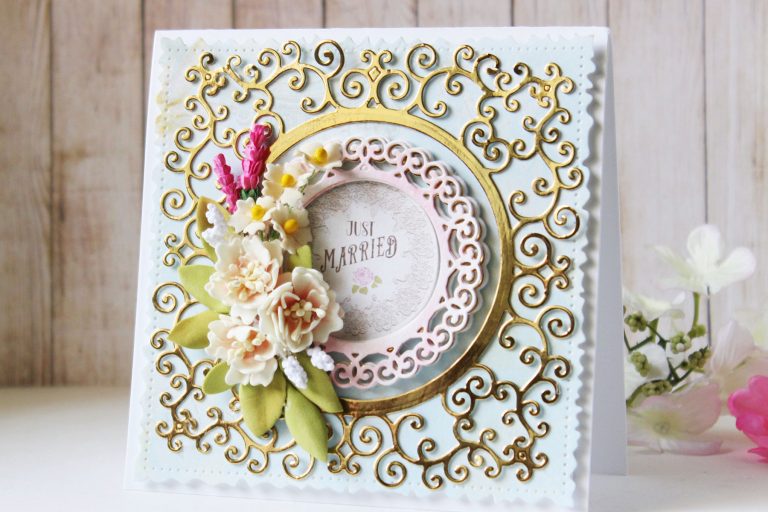 Special Moments Collection by Marisa Jov - Inspiration | Layered Cards by Hussena for Spellbinders.  Dies used: S4-116 Standard Circles SM,  S4-942 Swirls Border,  S4-944 Floral Lace Border,  S5-374 Special Day Frame,  S5-378 Floral Oval,  S7-215 Vintage Stitched Squares dies #spellbinders #diecutting #handmadecard #neverstopmaking #marisajob