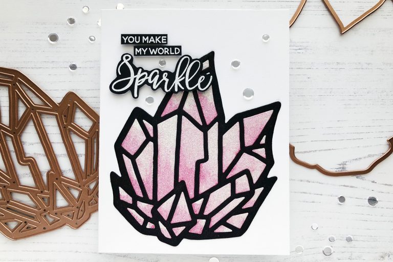 Spellbinders Good Vibes Only Collection by Stephanie Low - Inspiration | Watercolor Background Cards with Caly featuring S5-352 Crystal Peaks #spellbinders #neverstopmaking #diecutting #handmadecard