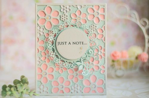 Spellbinders Special Moments Collection by Marisa Job - Inspiration | Flower Background Card with Elena featuring S5-374 Special Day Frame, S5-375 Flower Background, S5-378 Floral Oval #spellbinders #neverstopmaking #diecutting #handmadecard