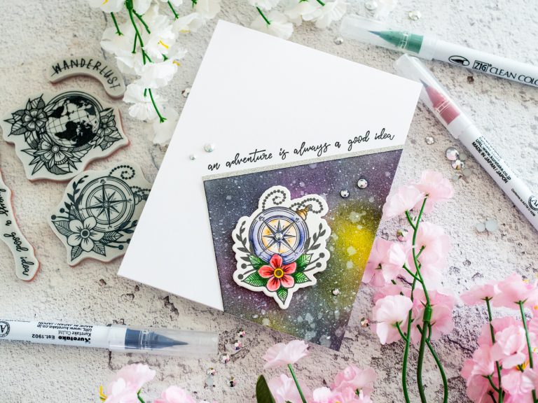 Spellbinders - Inked Messages Collection by Stephanie Low - Inspiration | Wanderlust Galaxy Card with Gemma featuring SDS-137 Wanderlust
