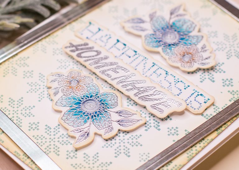 Spellbinders - Handmade Collection by Stephanie Low - Inspiration | Faux Stitched Antique Card by Jenny Colacicco #spellbinders #stamping 