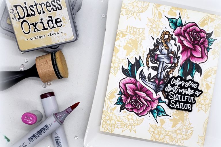 Video Friday | Inked Messages Collection by Stephanie Low - Handmade Card by Kelly Latevola featuring SDS-136 Rough Waters, SDS-139 A Rose Any Other Name, SDS-137 Wanderlust #spellbinders #stamping #cardmaking #neverstopmaking