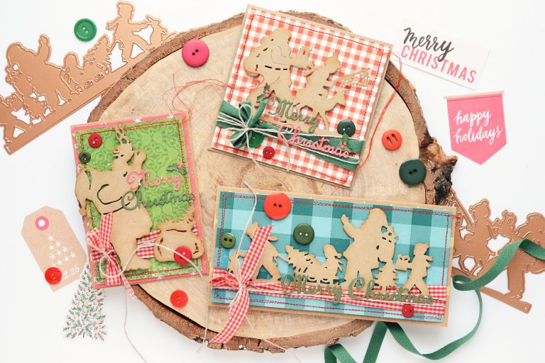 Spellbinders A Sweet Christmas Collection by Sharyn Sowell - Inspiration | Christmas Lanterns and Cards with Anna featuring    S4-937 Hanging Stockings, S4-941 From Our Home To Yours, S4-936 Lighting The Way, S5-373 Santa Parade #spellbinders #neverstopmaking #diecutting #sharynsowell #christmaslantern