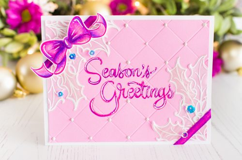 Spellbinders Zenspired Holidays Collection by Joanne Fink Inspiration | Season's Greeting with Mona Toth featuring SBS-165 Christmas Sentiments, SDS-162 Christmas Candy Canes, SDS-160 Holly Bells #spellbinders #neverstopmaking