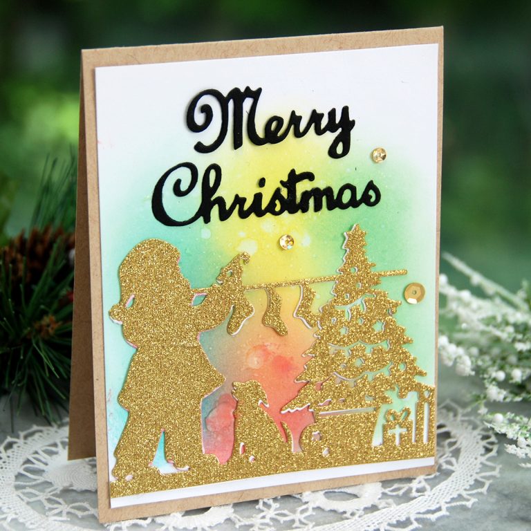 Spellbinders A Sweet Christmas Collection by Sharyn Sowell - Inspiration | Merry Christmas Card with Virginia featuring S4-937 Hanging Stocking, S5-373 Santa Parade #spellbinders #neverstopmaking #diecutting #sharynsowell