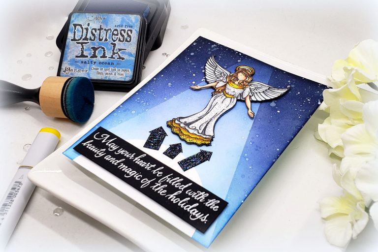 Video: Creating a Spot Light for Holiday Card with Kelly Latevola featuring SBS-166 Joyful Season Angel, SBS-165 Christmas Sentiments #spellbinders #neverstopmaking 