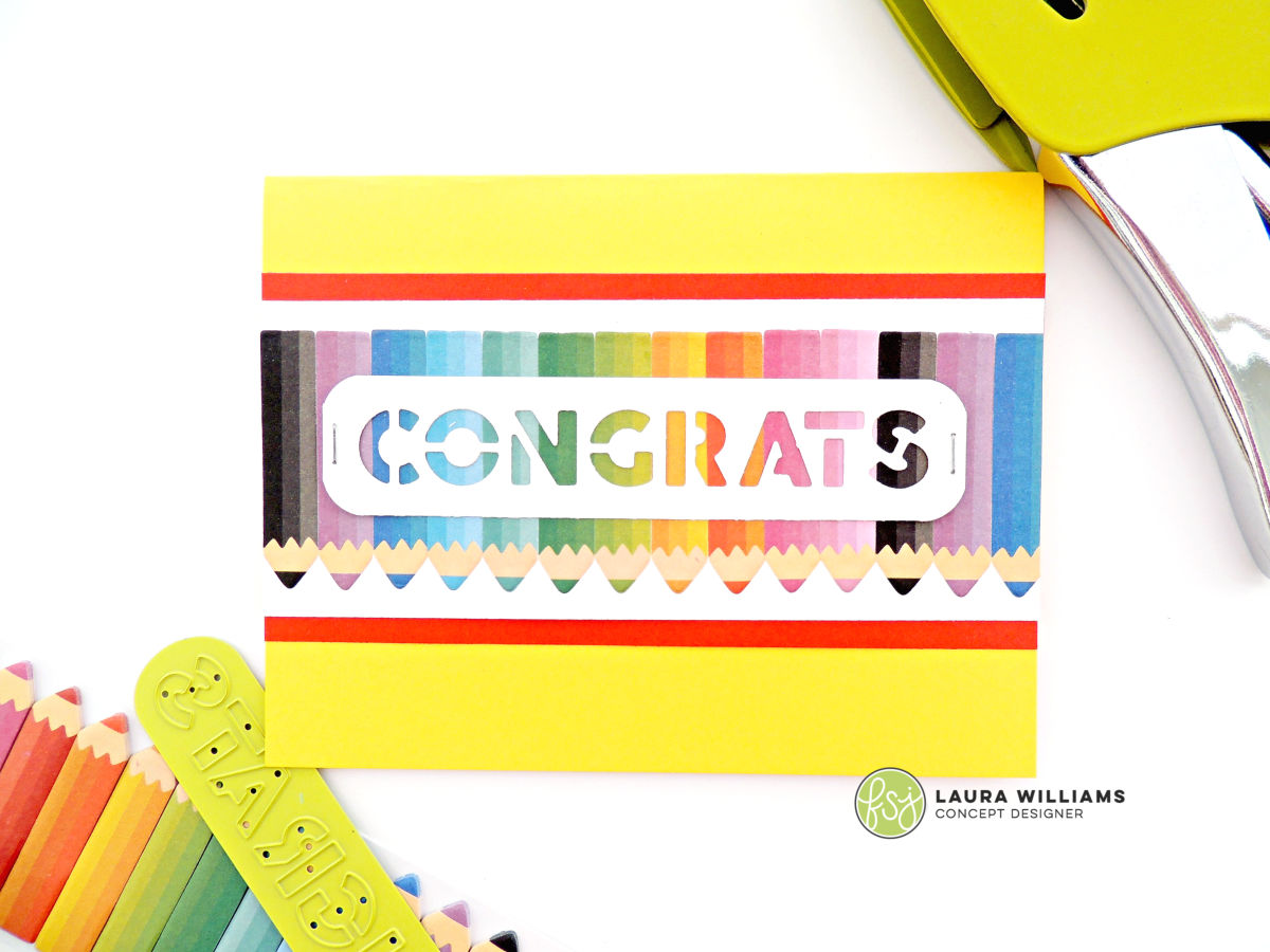 Handmade congrats card perfect for students, graduates, or teachers. It features Rainbow Pencils sticky notes from Fun Stampers Journey. They are perfect for planners and to-do lists but look darling as embellishments for handmade cards. #funstampersjourney #planneraddict #papercrafts #cardmaking