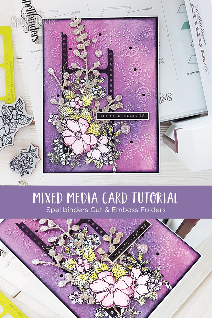 Spellbinders Cut & Emboss Folders Inspiration | Mixed Media Card Tutorial by Nadya Drozdova
