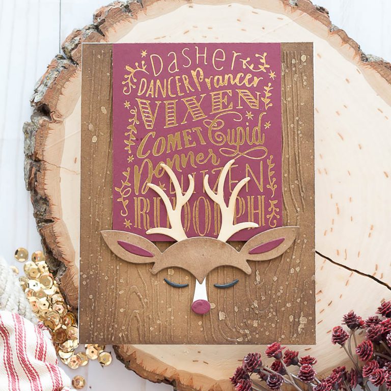 Spellbinders Holiday 2019 Inspiration | Foiled Christmas Cards with Marie. Reindeer Games handmade cards featuring GLP-116 Reindeer Games Glimmer Hot Foil Plate Holiday 2019