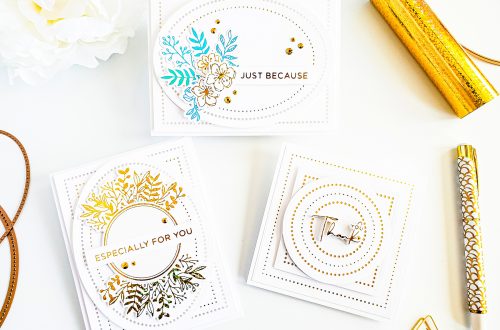 Spellbinders Modern Essentials Collection Inspiration | Clean & Simple Foiled Cards with Yasmin #Spellbinders #NeverStopMaking #GlimmerHotFoilSystem #HotFoiling