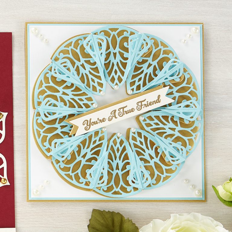 What’s New at Spellbinders | Dimensional Doily Collection by Becca Feeken | Dimensional Doily Collection is full of intricate lace designs inspired by vintage doilies. Becca Feeken brings an innovative twist to each set with an interlocking feature that connects the elements to create these beautiful shapes. #Spellbinders #NeverStopMaking #DieCutting #Cardmaking