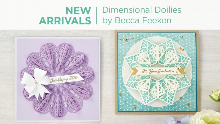 What’s New at Spellbinders | Dimensional Doily Collection by Becca Feeken | Dimensional Doily Collection is full of intricate lace designs inspired by vintage doilies. Becca Feeken brings an innovative twist to each set with an interlocking feature that connects the elements to create these beautiful shapes. #Spellbinders #NeverStopMaking #DieCutting #Cardmaking