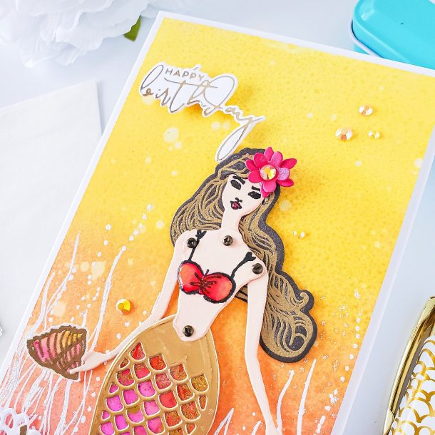 Marvelous Mermaids Collection by Jane Davenport | Slimline Mermaid Birthday Card with Yasmin Diaz