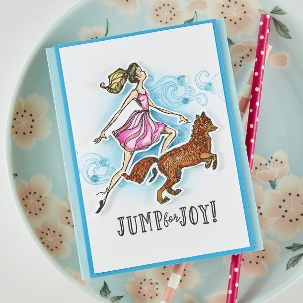 Spellbinders Cardmaking Inspiration | Jump For Joy Card Featuring Jane Davenport Clear Stamps Fairytale Fox (JDS-052) with Kim Kesti #Spellbinders #Cardmaking #NeverStopMaking #Stamping