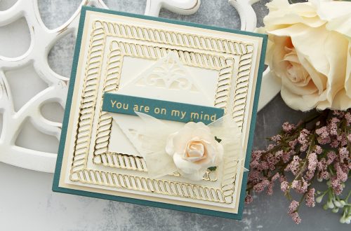 Spellbinders Cardmaking Inspiration | On My Mind Card Featuring Elegant Twist Squares by Becca Feeken #Spellbinders #NeverStopMaking #Cardmaking #AmazingPaperGrace