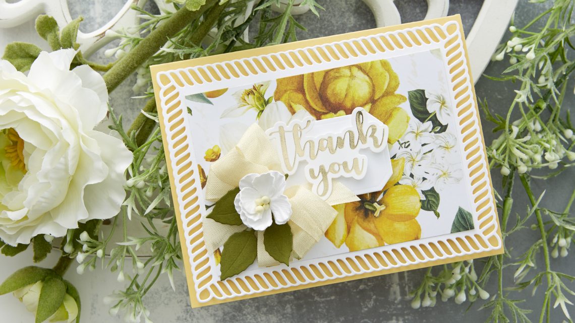 Spellbinders Cardmaking Inspiration | Thank You Card Featuring Elegant Twist Collection by Becca Feeken #Spellbinders #NeverStopMaking #Cardmaking #AmazingPaperGrace