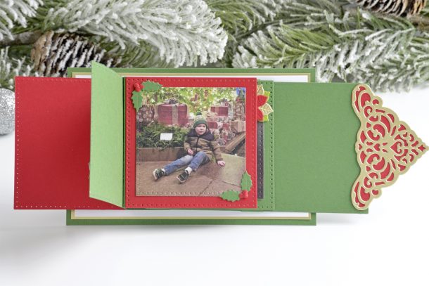 Spellbinders Christmas Cascade Collection by Becca Feeken – A Mini Photo Flipbook and Card with Annie Williams #Spellbinders #AmazingPaperGrace #DieCutting #NeverStopMaking #Christmas #Christmascardmaking