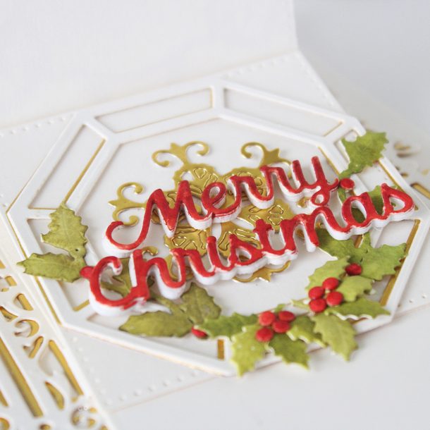 Spellbinders Christmas Cascade Collection by Becca Feeken – Kinetic Card with Hussena #Spellbinders #AmazingPaperGrace #DieCutting #NeverStopMaking #Christmas #Christmascardmaking