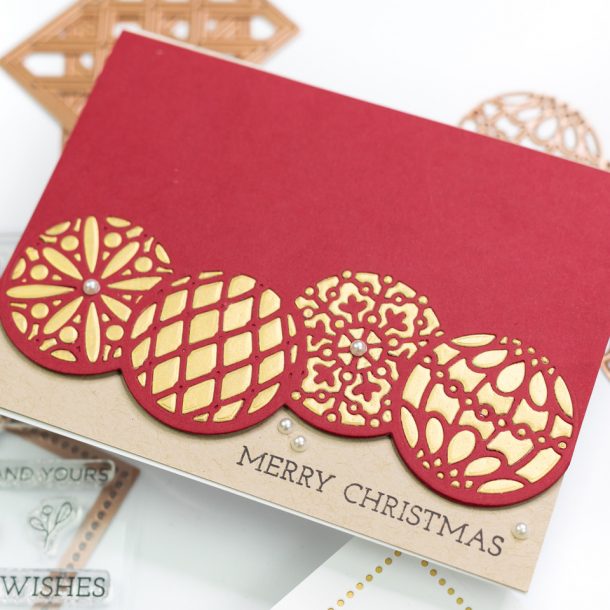 The Spellbinders Christmas Project Kit | Cardmaking Inspiration with Jennifer Bolton | Video tutorial | Christmas Ornaments Card #Spellbinders #NeverStopMaking #Cardmaking #Diecutting #Christmascardmaking