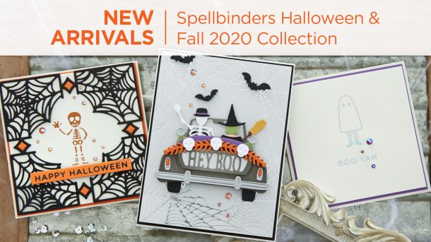 What’s New | Spellbinders 2020 Halloween and Fall Collection. Everyone has a favorite autumn element…whether the changing of the leaves or the fun of Halloween decorating and costumes, this collection of etched dies and Glimmer plates will check off all the boxes! #Spellbinders #NeverStopMaking #DieCutting #GlimmerHotFoilSystem #Cardmaking