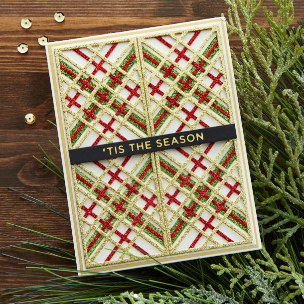 S4-1063 Kaleidoscope Plaid: This “evergreen” plaid pattern can be used for any time of year. Die cut and layer 4 of them to fill an A2 card front or just by itself with a sentiment for a stunning holiday tag. The possibilities are endless with this set. What’s New | Spellbinders Sparkling Christmas Collection #Spellbinders #NeverStopMaking #DieCutting #Cardmaking #GlimmerHotFoilSystem #Christmas