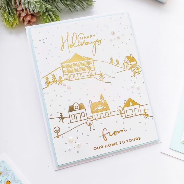Spellbinders Yana's Christmas Foiled Basics Collection by Yana Smakula - Foiled Christmas Cards with Yasmin Diaz #Spellbinders #NeverStopMaking #GlimmerHotFoilSystem #Cardmaking #ChristmasCardmaking