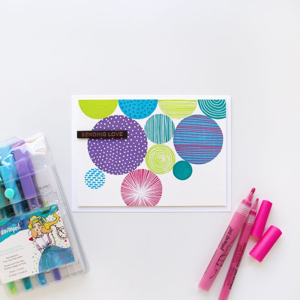 Abstract art card, featuring paint pens from Spellbinders & Jane Davenport