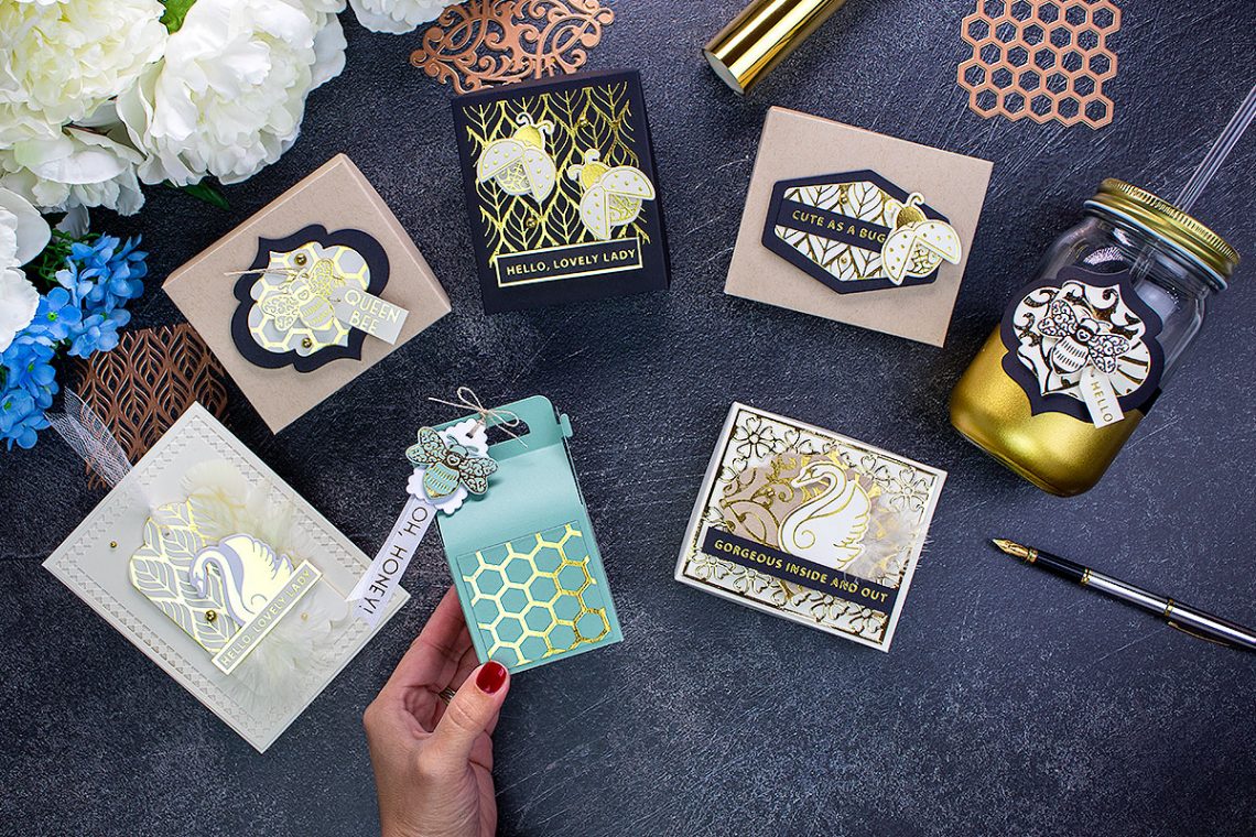 Becca Feeken Sweet Cardlets Glimmer Project Kit | Cardmaking Inspiration with Bibi Cameron | Video Tutorial #NeverStopMaking #DieCutting #Cardmaking #GlimmerHotFoilSystem