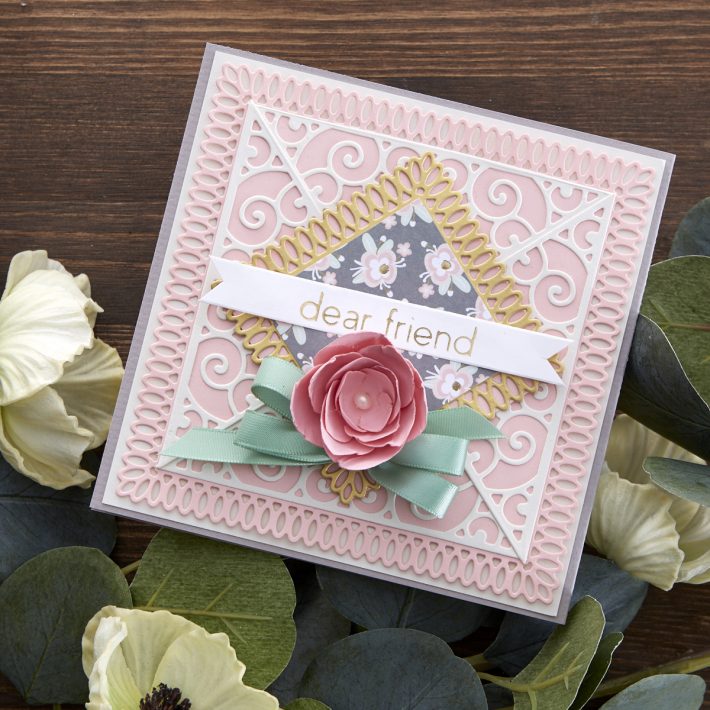 What's New at Spellbinders | Picot Petite Collection by Becca Feeken. S5-432 Picot Petite Squares #Spellbinders #NeverStopMaking #AmazingPaperGrace #DieCutting #Cardmaking