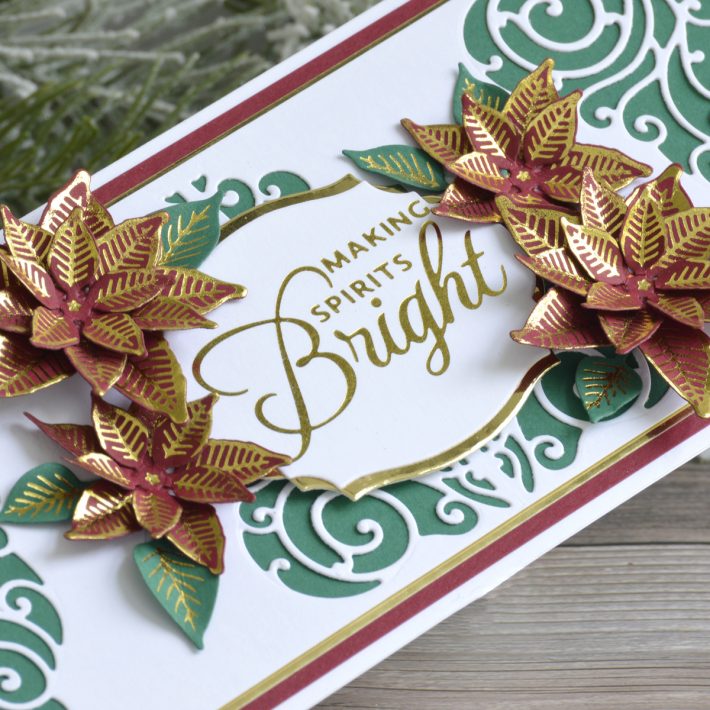 Spellbinders Becca Feeken Picot Petite Collection - Cardmaking Inspiration with Annie Wiliams. Making Spirits Bright Christmas Card #Spellbinders #NeverStopMaking #AmazingPaperGrace #DieCutting #Cardmaking